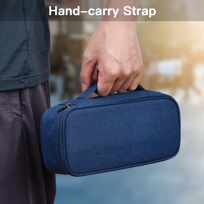Electronics Organizer Travel Case, Carrying Pouch Bag for Travel Essentials, for Cable, Charging Cord, External Hard Drive, Portable Power Bank (Navy Blue) Large Navy Blue-L