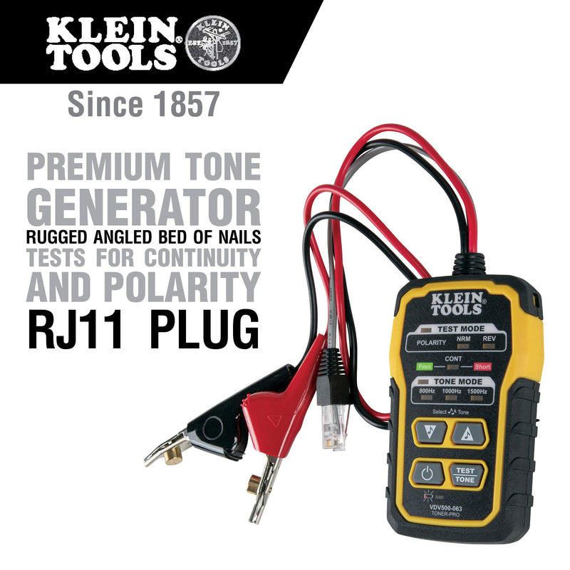 Klein Tools VDV500-063 Wire Tracer Tone Generator, Toner-Pro, Phone (RJ11 and RJ12), Data (RJ45) Coax and Other Non-Energized Wire Tracer Bag