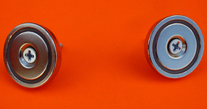 2Pc Neodymium Cup Magnets 90 lbs Pull 1.26" Dia Screw Included