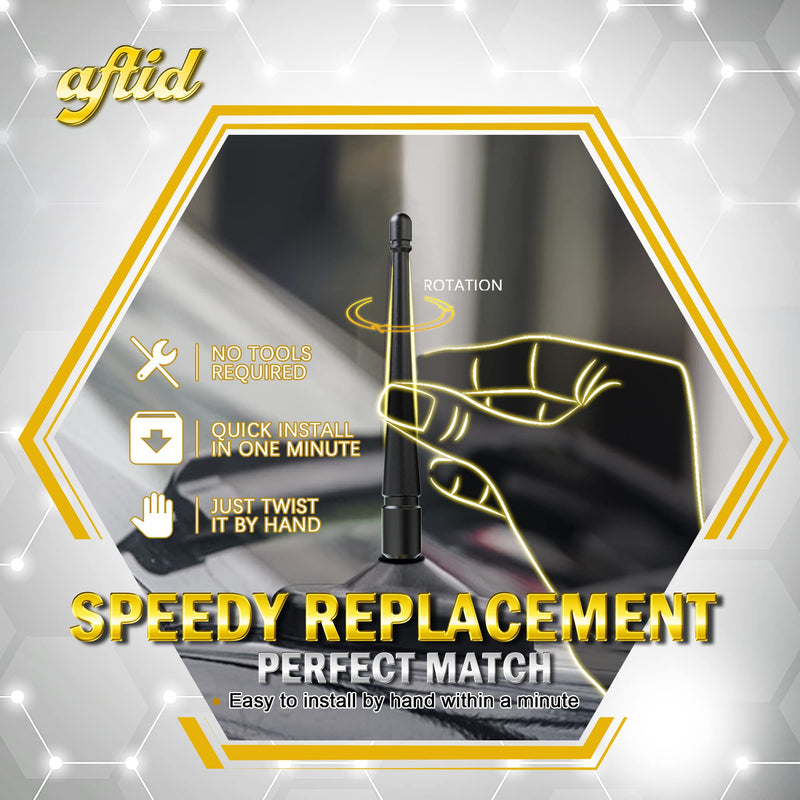 aftid - 4 Inch Aluminum Stubby Antenna Compatible with Chevy Silverado 2007-2024 (M7 Thread)