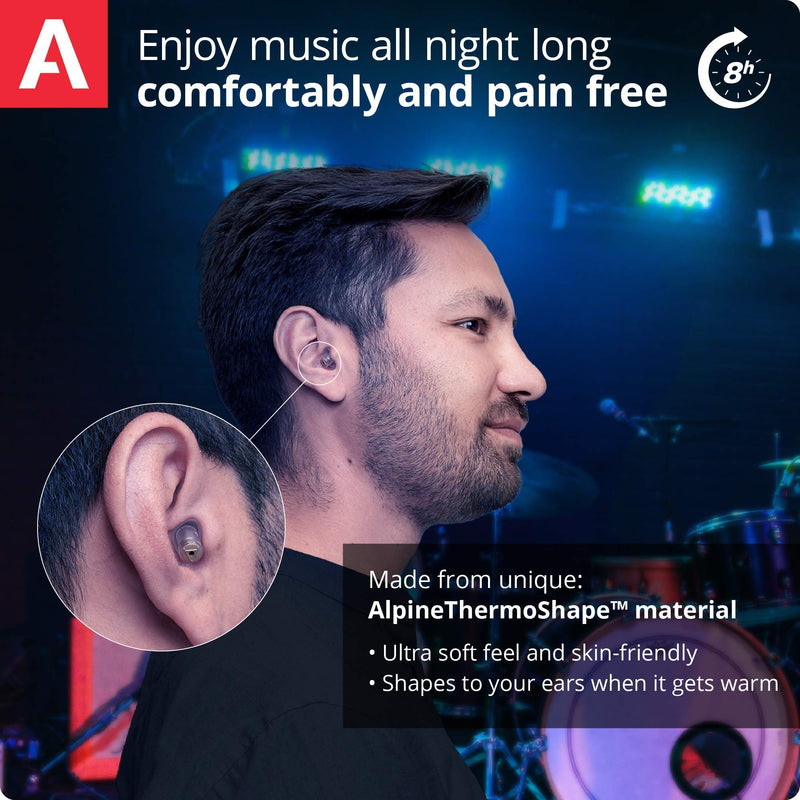 Alpine MusicSafe Pro High Fidelity Music Ear Plugs for Concert & Noise Reduction - 3 Premium Filter Sets - Professional Musicians, DJs Hearing Protection – Soft Hypoallergenic Reusable Black Earplugs Pro-black