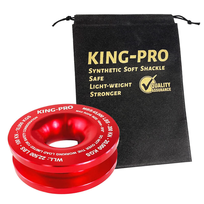 KING-PRO Snatch Recovery Ring, 45000 lbs Winch Snatch Block Pulley Towing Ring, for ATV UTV SUV Truck Off-Road Vehicle Towing Soft Shackle Recovery（Red） RED