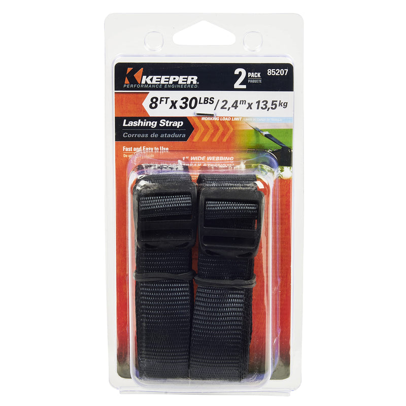 KEEPER 85207 8' x 1" Lashing Strap, 2 Pack