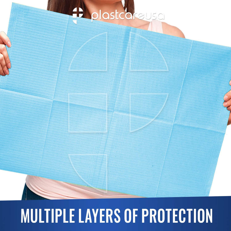 Disposable Dental Bibs, Bib Tattoo Piercing Waterproof Patient Bibs 13” x 18”, Multiple Colors Blue