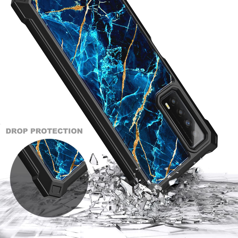 NZND Case for TCL Stylus 5G (T779W) with Tempered Glass Screen Protector, Full-Body Protective Shockproof Rugged Bumper Cover, Impact Resist Durable Phone Case (Sapphire) Sapphire