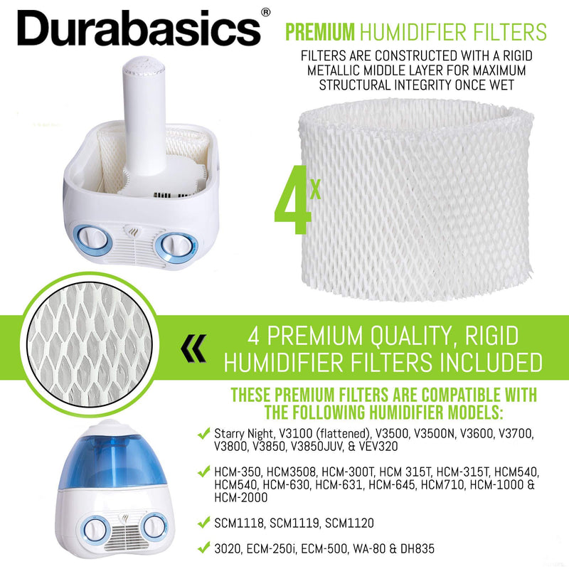Durabasics 4 Pack Compatible Protec, Kaz & Vicks Humidifier Replacement Filter Model WF2 | Compatible with Protec Humidifier Filter, Vicks Starry Night Humidifier Filter & Vicks Humidifier Filter WF2
