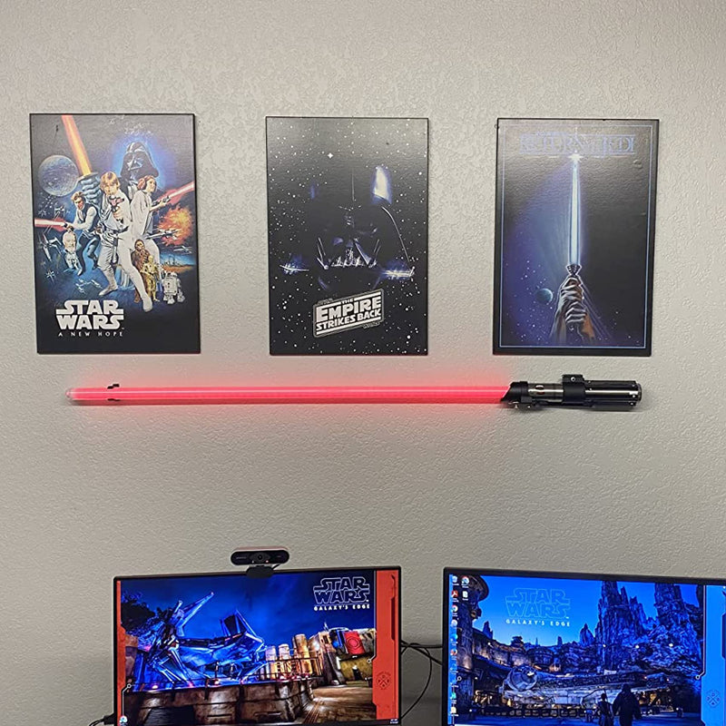LEKUSHA Horizontal Lightsaber Wall Mount Holder Light Saber Display Rack Hook Stand, Compatible for Any Lightsaber, Black Pack of 2