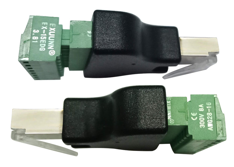 zdyCGTime RJ45 Male Plug to 8P 8C Female Bolt Screw Type terminals Ethernet Net Network Plug Cable for AV CCTV UTP DVR Cat5 Cat5e Cat6 Cat7 in-Line Coupler 300V 8A(2 Pack/M) Dividable/Male