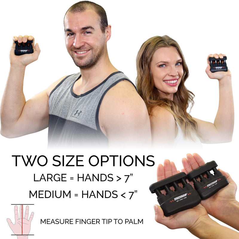 StressGrip - Stress Relief for Adults (Large) - A Stress & Anxiety Relief Device - Comfortable Hand Exerciser - Stress Reliever & Hand Gripper - Black Large (Pack of 1)
