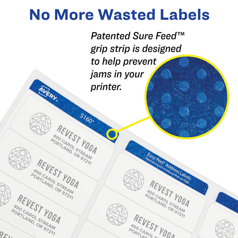 Avery Shipping Labels with Sure Feed, Print-to-the-Edge, 3" x 3-3/4", 150 White Labels (6874) 3" x 3-3/4"