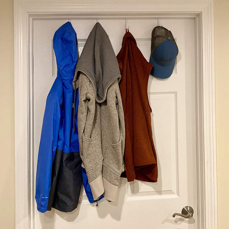 Evelots Over The Door Metal Hooks-Plastic Coated-Steel-Towel-Handbag-Coat-Set/4 Set of 4