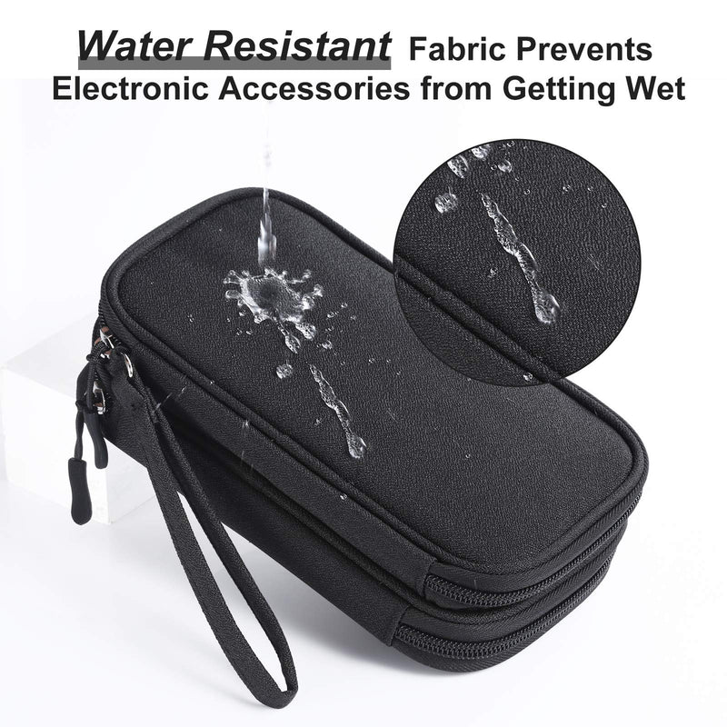 Tech Organizer Travel Case, Bevegekos Small Carrying Tech Kit for Electronics and Accessories, Waterproof (Small, Black)
