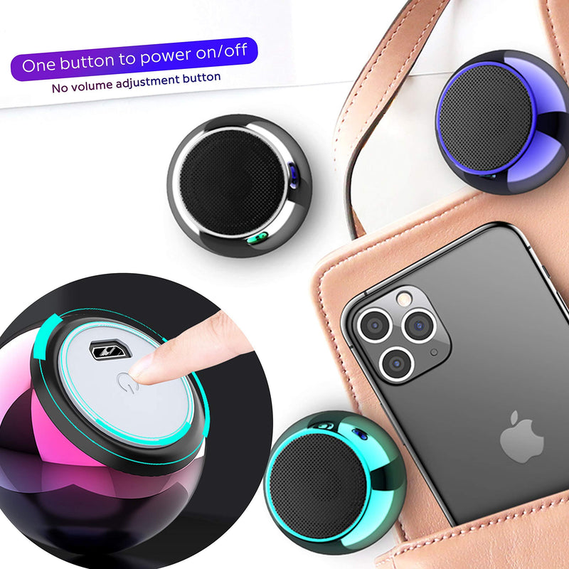 TWS Wireless Portable Small Bluetooth Speakers with 5W Big Sound, Wireless Stereo Pairing, Metal Enclosure, IP65 Splashproof, Minimalism Design, Nylon Lanyard for Echo Dot/Android/ipad/iPhone/Laptop Round