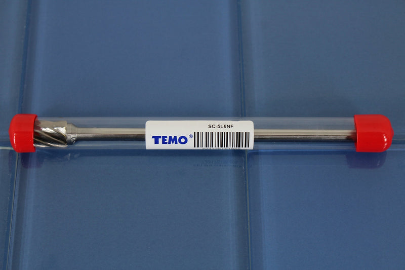 TEMO SC-5L6 NF Aluminum Cut Carbide Rotary Burr File, 1/2 Inch Head Cylinder Ball, 1/4 Inch Diameter 6 Inch Long Shank 6" SC-5L6
