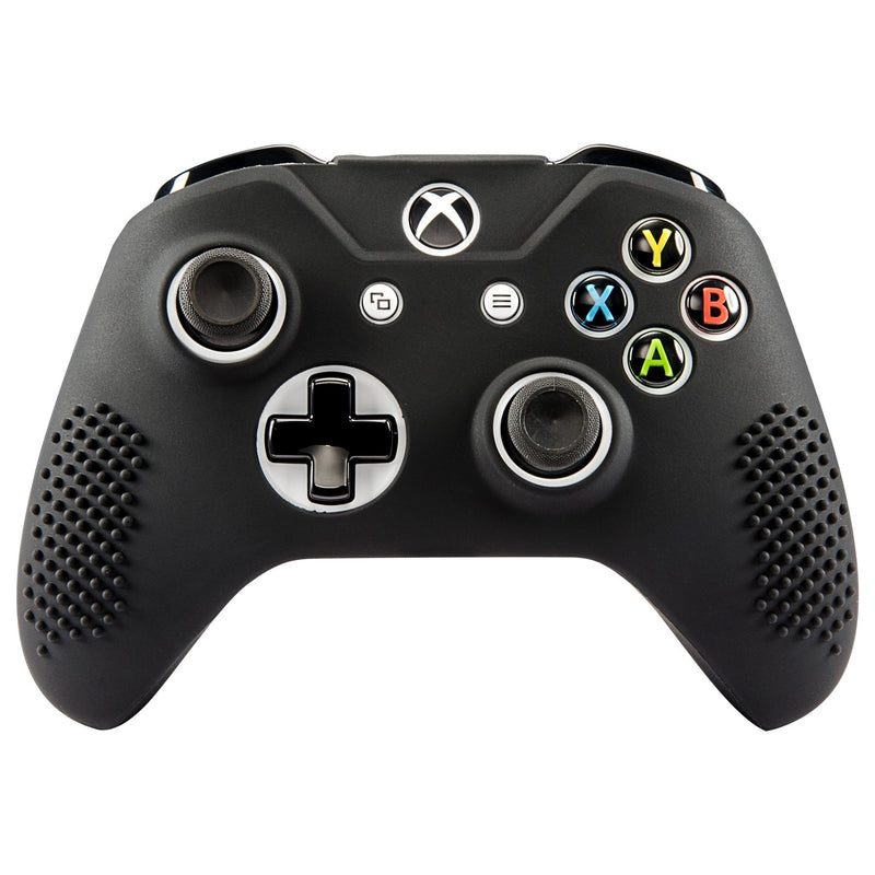 eXtremeRate Soft Anti-Slip Silicone Controller Cover Skins Thumb Grips Caps Protective Case for Microsoft Xbox One X & One S Controller Black