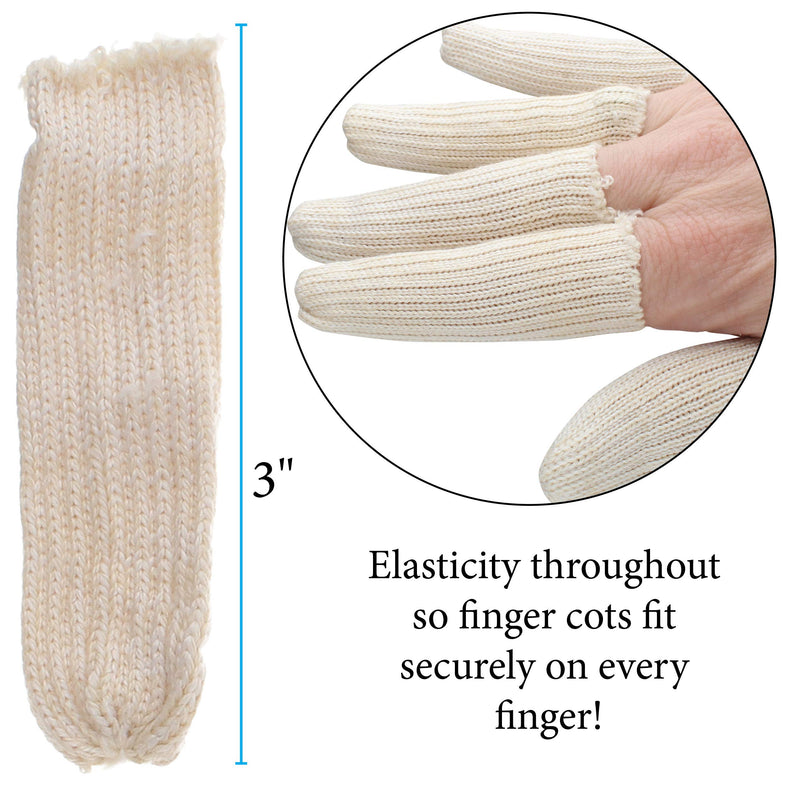 The Beadsmith 3" Finger Cots, Toe Sleeve, Thumb Protector, Covers Fingertip, Breathable Cotton Elastic Blend, pack of 20 Fingertip Sleeves, Use as a bandage for sports, work and cleaning