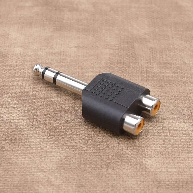 5Pcs 6.35mm 1/4 Inch Stereo Male Plug to Dual RCA Phono Female Socket Jack Connectors Audio Converters Y Splitter Adapters