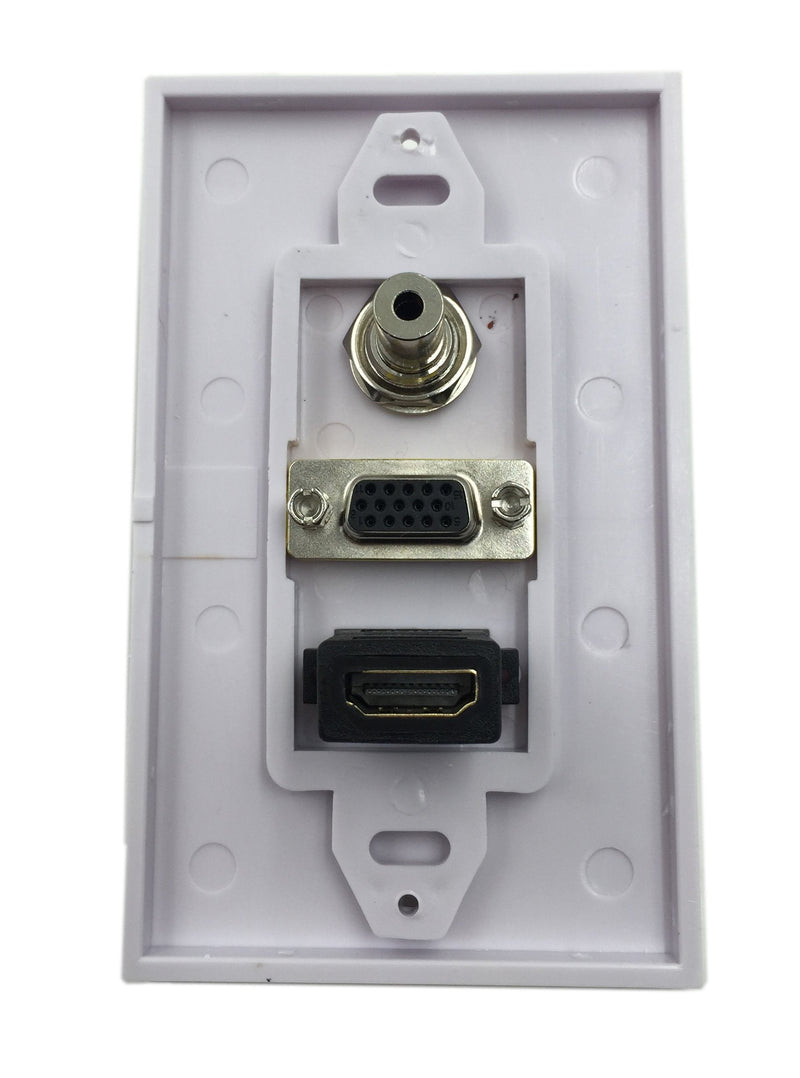 CERRXIAN HDMI VGA 3.5mm Audio Video Stereo Pass Through Component Composite Wall Face Plate Panel (White)