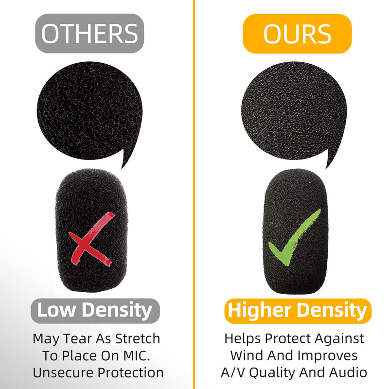 VELKPRO 10 Pack Mini Small Size Foam Windscreen for Headset Microphone, High Density Foam Mic Covers for Headset Protection for Lavalier and Lapel Mic