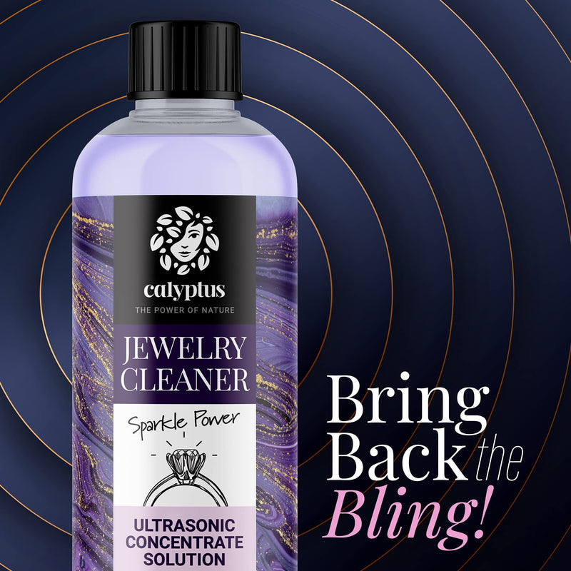 Calyptus Ultrasonic Jewelry Cleaner Solution Concentrate | 16 Ounces | USA Made | Plant Based Gentle Power | Diamond, Gem, Gold, Silver, Ring and Jewelry Cleaning 8 Fl Oz (Pack of 2)