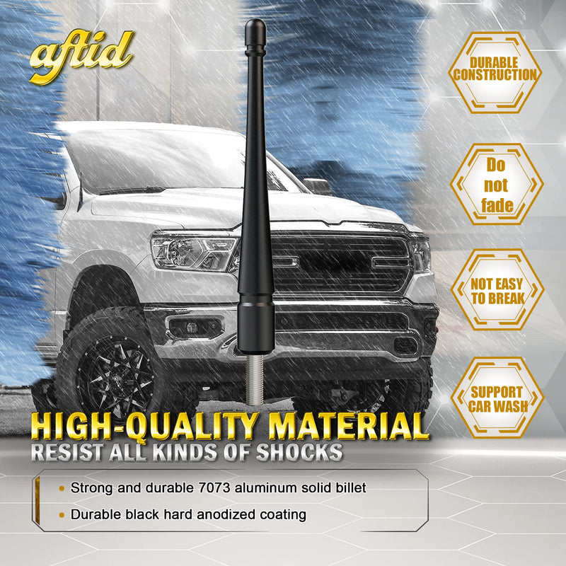 aftid - 4 Inch Aluminum Stubby Antenna Compatible with Chevy Silverado 2007-2024 (M7 Thread)