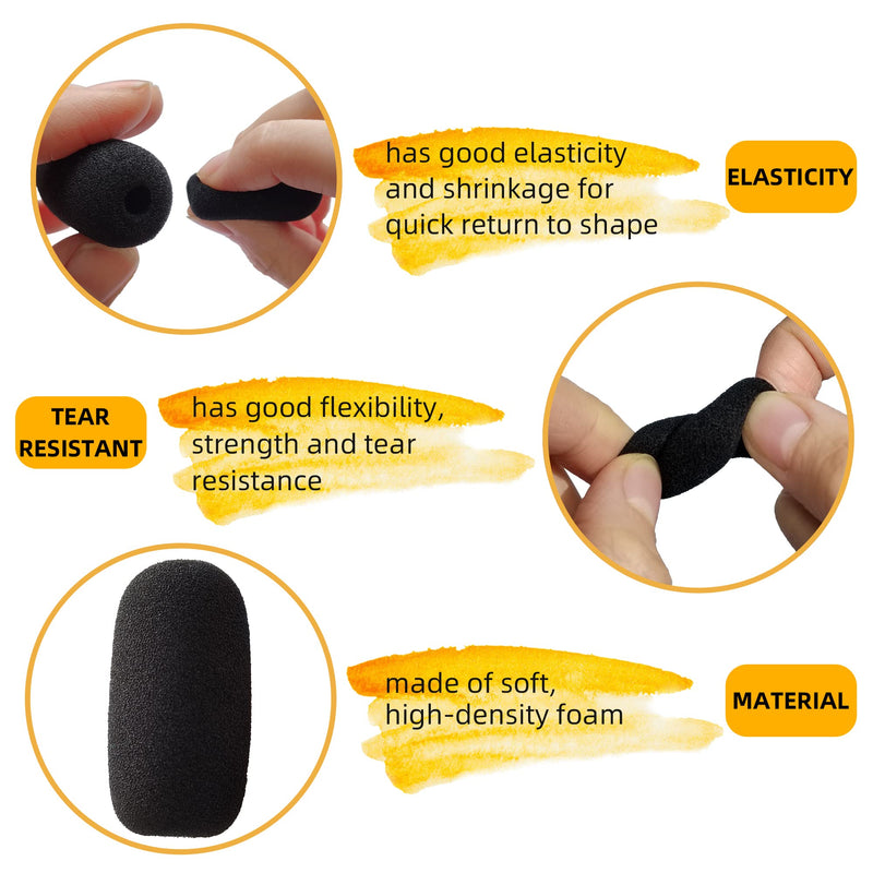VELKPRO 10 Pack Mini Small Size Foam Windscreen for Headset Microphone, High Density Foam Mic Covers for Headset Protection for Lavalier and Lapel Mic