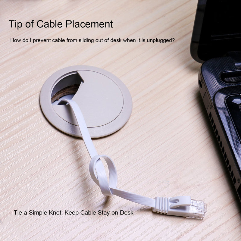 Cat 6 Ethernet Cable 10 ft - Flat Internet Network LAN Patch Cord Short – Faster Than CAT5E/Cat5, Slim Cat6 High Speed Computer wire with Snagless RJ45 Connectors for Router, PS4, Xobx- White (2 Pack)