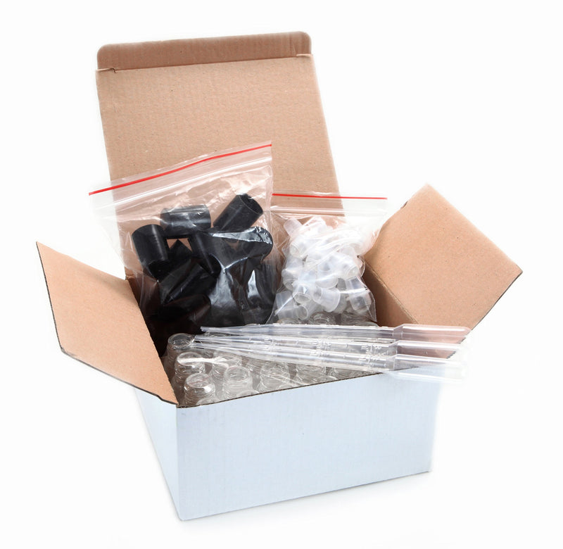 24, Clear, Mini (Approx. 4 ml, 1/8 fl. oz) Glass Roll on Bottles, with 3-3 ml Droppers