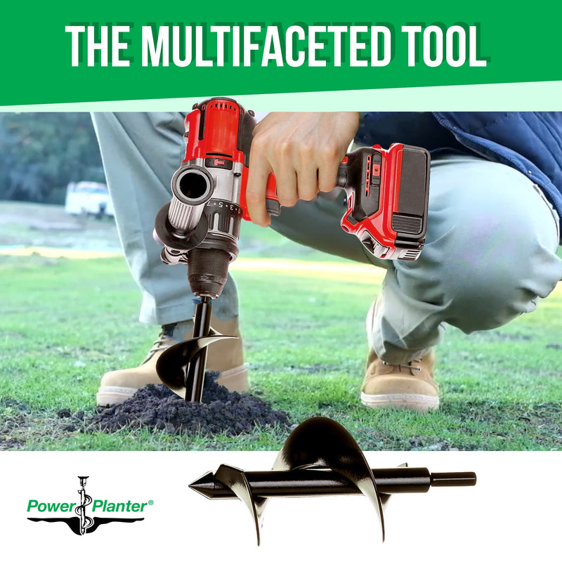 Power Planter Bulb & Bedding Black Auger Bit (3"x7") with 3/8" Non-Slip Hex Drive for Bulb Planting and Gardening Equipment for Grass and The Lawn, Mixing Paint, Earth Auger for Home Projects