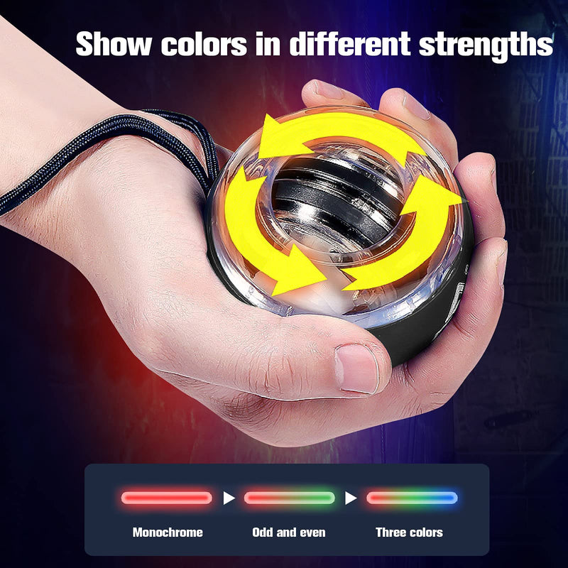 JIN BD Wrist Trainer Ball Auto-Start Wrist Strengthener Gyroscopic Forearm Exerciser Gyro Ball for Strengthen Arms, Fingers, Wrist Bones and Muscles BLACK Without Light