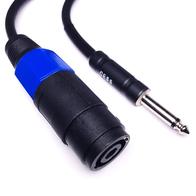 CESS-010 Speakon Female Connector To 1/4 TS Male Adapter Patch Speaker Cable 6 Inches - Female Speak-on Jack To 6.35mm TS Plug - 2 Pack