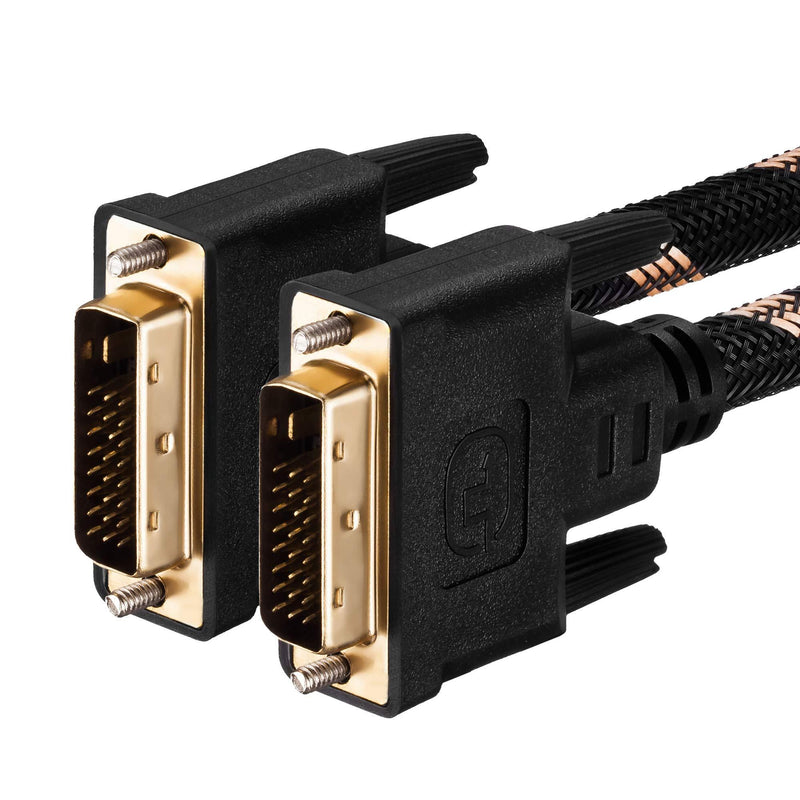DVI Dual Link Cable 1.8M,Nylon Braided DVI-D 24+1 Dual Link Male to Male Digital Video Cable Gold Plated with Ferrite Core Support 2560x1600 for Gaming, DVD, Laptop, HDTV and Projector(6 Ft/1.8M) 6 Ft/1.8M