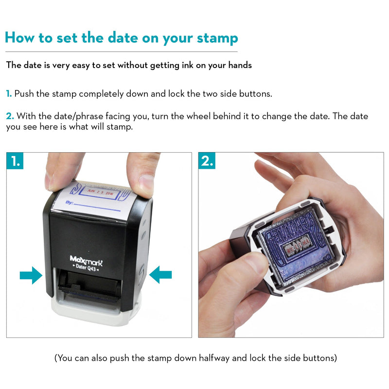 MaxMark Q43 (Large Size) Date Stamp with"Paid" Self Inking Stamp - Red Ink PAID