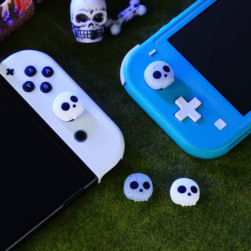 Halloween 4PCS Switch Thumb Grips for Nintendo Switch Joy-Con Joystick, Cute Soft Silicone Joystick Caps Accessories Compatible with Nintendo Switch / OLED / Lite Joycon, Skull