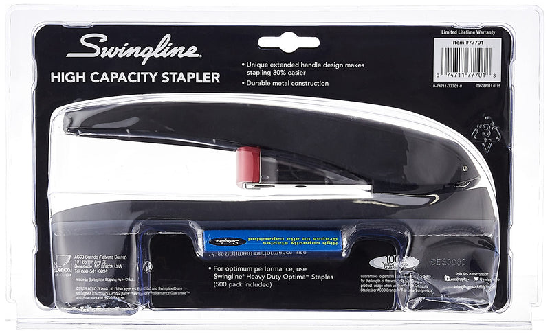 Swingline Stapler, High-Capacity, 60 Sheet Capacity, Reduced Effort, Black (77701)