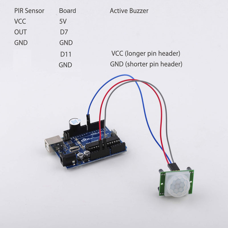 Geekstory 5Pcs HC-SR501 Pir Infrared IR Sensor Body Motion Module DC 4.5-20V with 5Pcs 5V Electromagnetic Active Buzzer for Arduino 5pcs HC-SR501+Active Buzzer