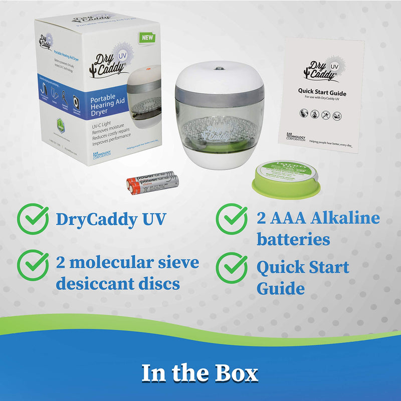 DryCaddy UV by Dry & Store | with Industry-Leading Desiccant to Keep Hearing Aids or Small Electronics Clean and Last Longer DryCaddy UV