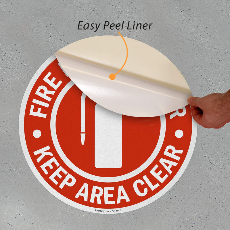 SmartSign “Fire Extinguisher - Keep Area Clear” Anti Slip Adhesive Reflective Floor Sign | 17" x 17" Reflective - F8J7