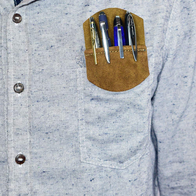 Hide & Drink, Durable Leather Pocket Protector/Pencil Pouch/Office & Work Essentials Pen Holder, Handmade Includes 101 Year Warranty :: Old Tobacco