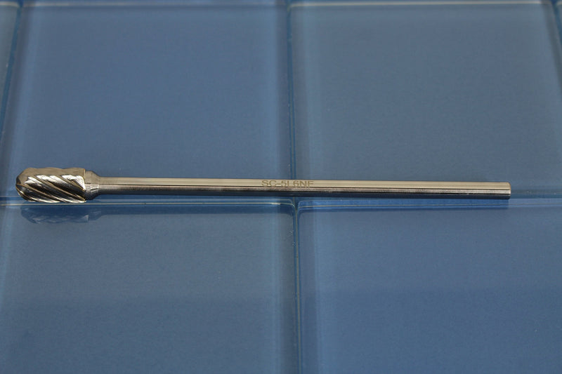 TEMO SC-5L6 NF Aluminum Cut Carbide Rotary Burr File, 1/2 Inch Head Cylinder Ball, 1/4 Inch Diameter 6 Inch Long Shank 6" SC-5L6
