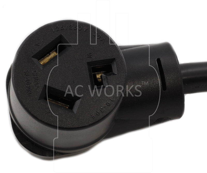 AC WORKS 30 Amp 4-Prong Dryer Wall Outlet Adapter (To 3-Prong 30A Dryer Plug) To 3-Prong 30A Dryer Plug