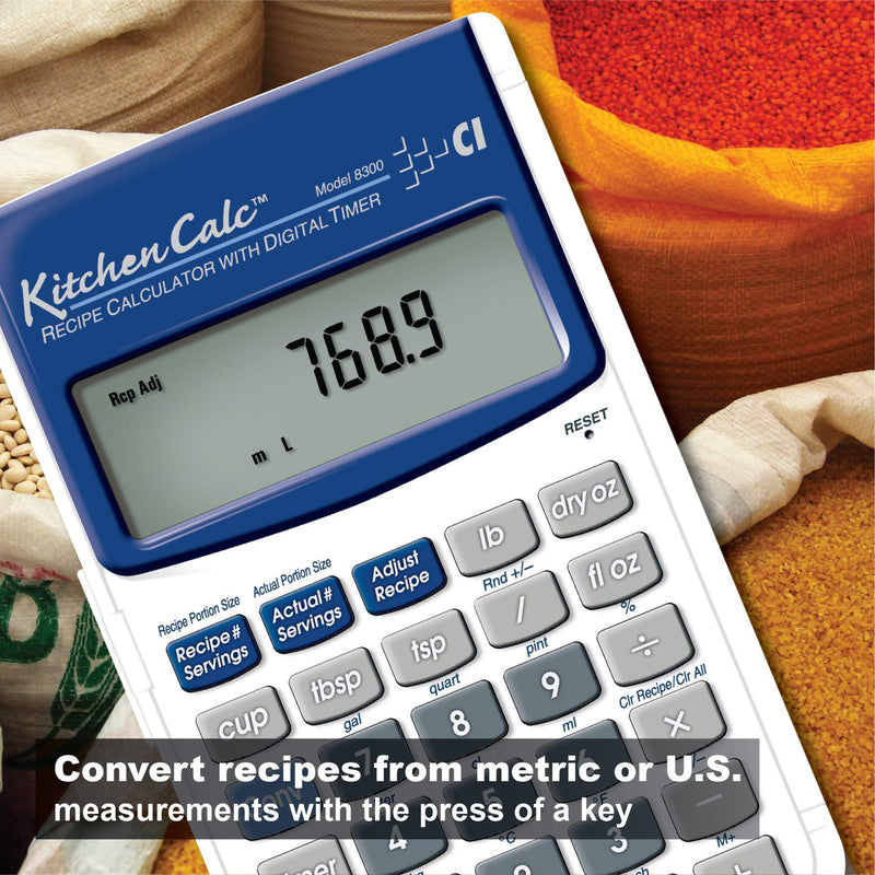 Calculated Industries 8300 KitchenCalc Recipe Conversion and Culinary Math Calculator with Digital Timer for Chefs, Culinary Students, Home Cooks and Bakers | Scale Recipes, Menu Plans, Portion Sizes Handheld