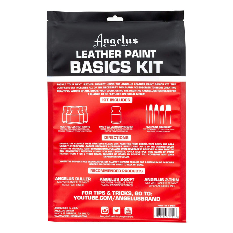 Angelus Leather Paint Starter Kit with Deglazer and Brush Set 1