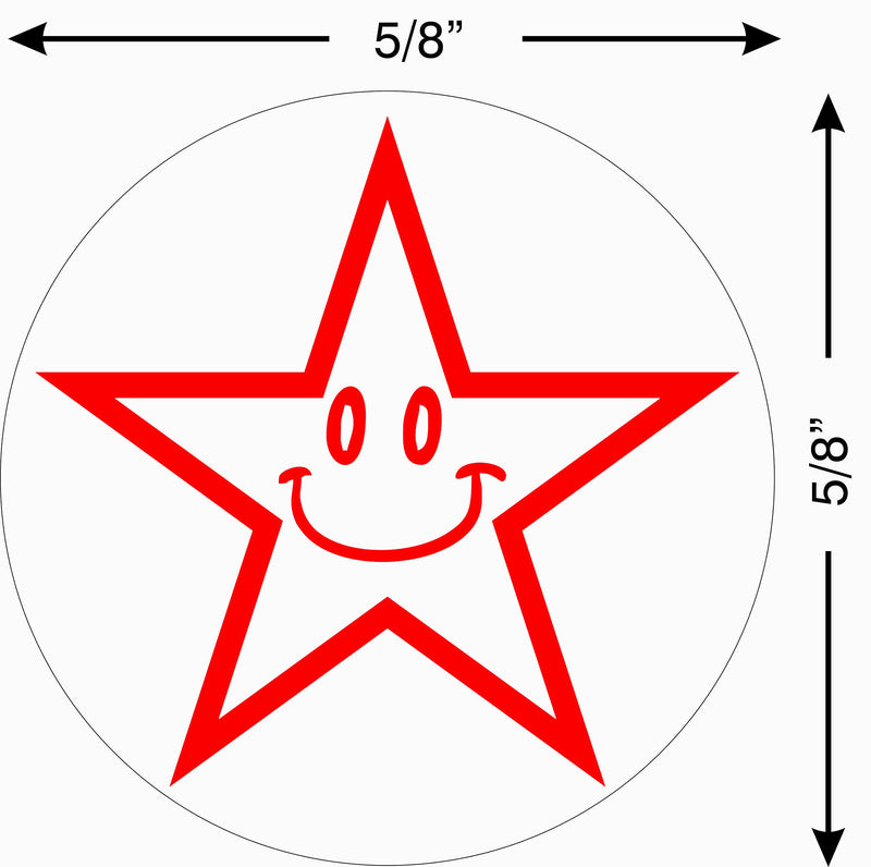 Supply360 AS-IMP2001 Round Teacher Stamp - Smiley Face Star, Red Ink, Durable, Light Weight Self-Inking Stamp, 5/8" Impression Area