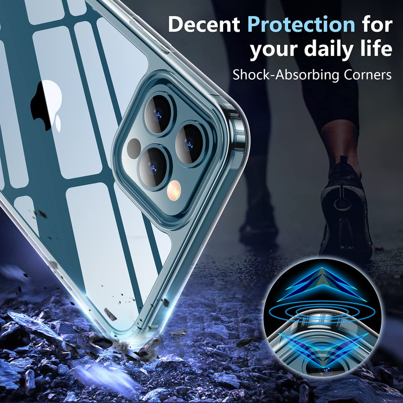 Temdan Clear Case Compatible with iPhone 12 Case/iPhone 12 Pro Case,Non-Yellowing Shockproof Protective Phone Case- Slim Thin