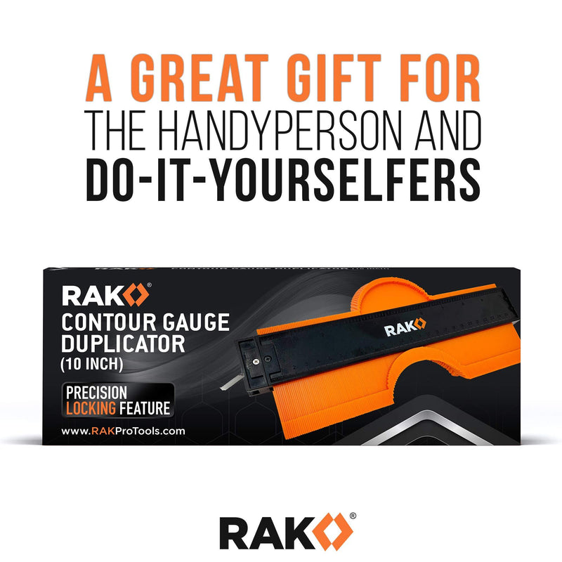 RAK Contour Gauge Shape Duplicator (10 Inch Lock) Template Tool with Adjustable Lock Precisely Copies Irregular and Awkward Shapes - Great Tool for DIY Handyman, Construction 10 Inch