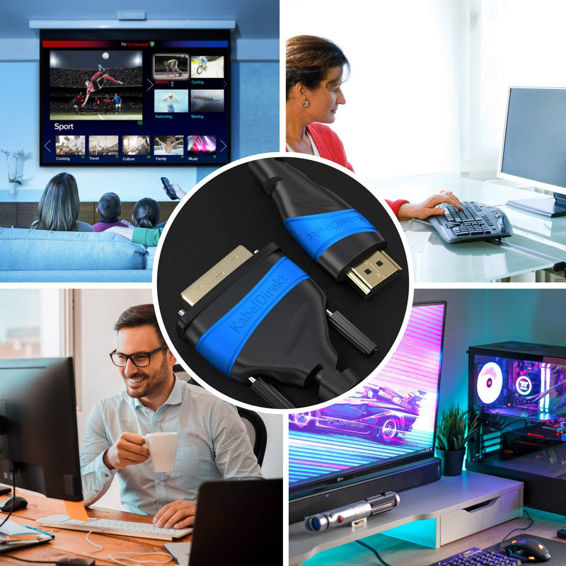 KabelDirekt – HDMI-DVI adapter cable – 6ft (bi-directional, DVI-D 24+1/High Speed HDMI cable, 1080p/Full HD, digital video cable, connect HDMI devices to DVI monitors or vice-versa, black) 6 feet