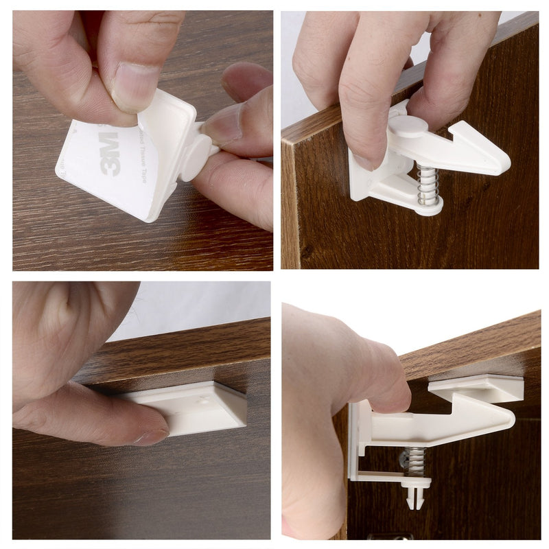 20 Pack Cabinet Locks Child Safety Latches - Vmaisi Baby Proofing Cabinets Drawers Lock - Upgraded Stronger Adhesive Easy Installation - No Drilling