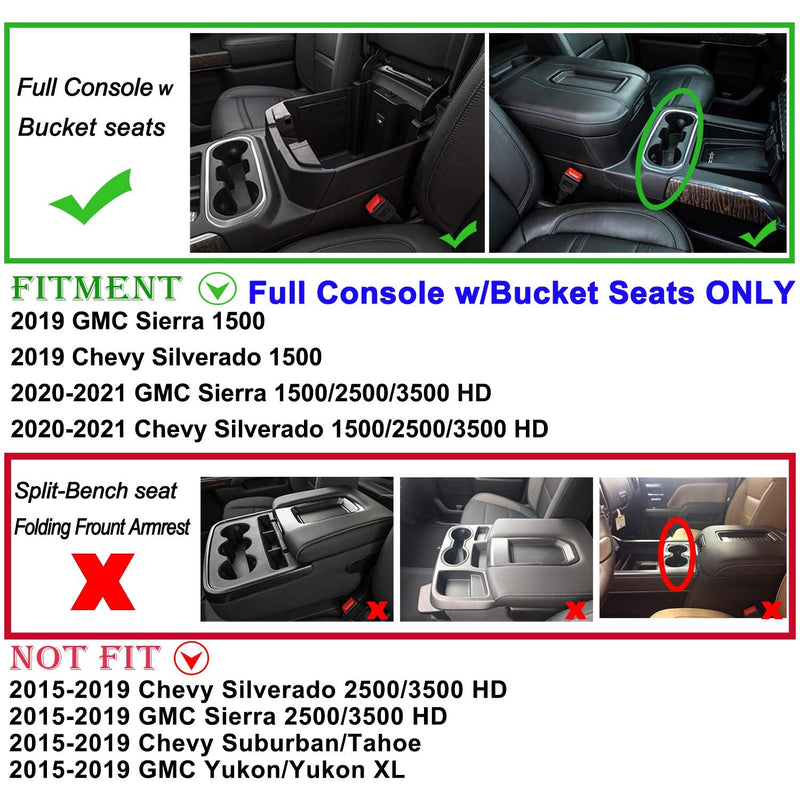 JKCOVER Center Console Organizer Tray Compatible with (2019-2021) Chevy Silverado 1500/GMC Sierra 1500 and 2020-2021 Silverado/Sierra 2500/3500 HD Accessories - Full Console w/Bucket Seats ONLYï¼ŒBlack black