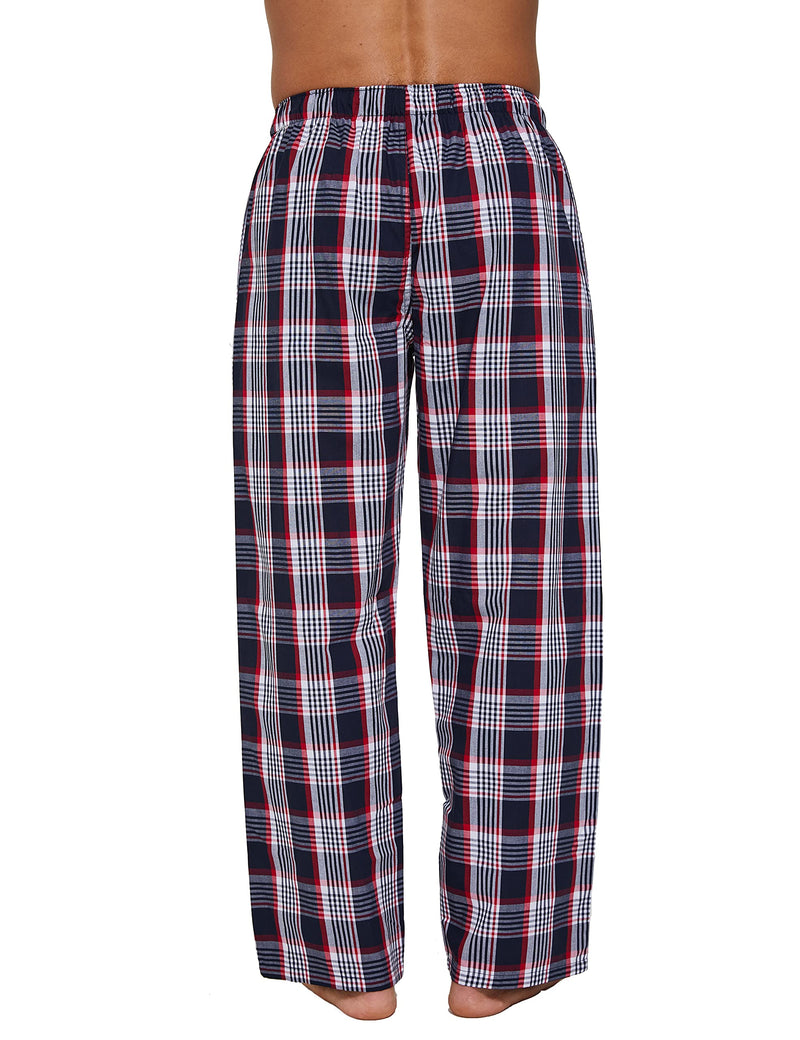 YINC Men's Woven Sleep Pajama Pant Poplin Lounge Pants with Pockets Navy White Tartan XX-Large